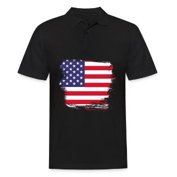 Amerika USA Flagge - Männer Poloshirt - Schwarz - Vorne - Kai (181cm)