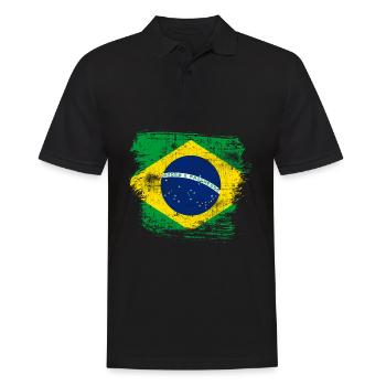 Brasilien - Männer Poloshirt - Schwarz - Vorne - Kai (181cm)