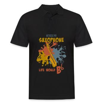 Saxofon - Männer Poloshirt - Schwarz - Vorne - Kai (181cm)