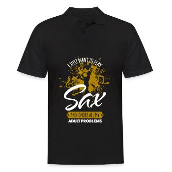 Saxofon - Männer Poloshirt - Schwarz - Vorne - Kai (181cm)