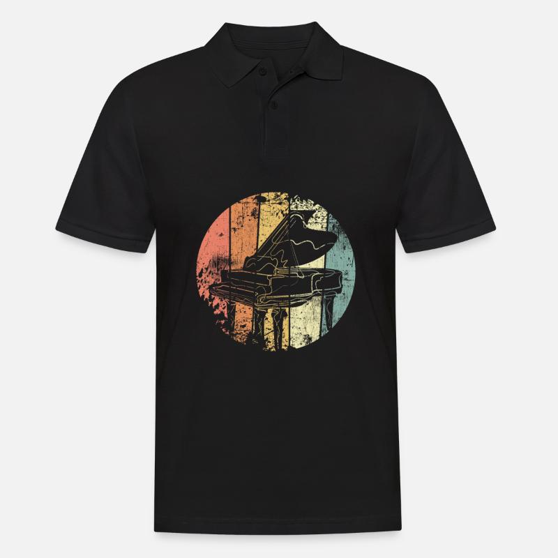 Klavier retro - Männer Poloshirt - Schwarz