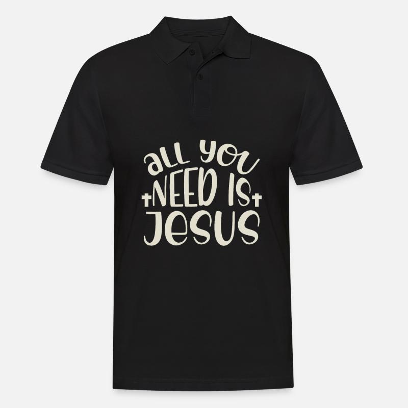Jesus - Männer Poloshirt - Schwarz