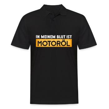In meinem Blut Motoröl lustige Auto Mechaniker KFZ - Männer Poloshirt - Schwarz - Vorne - Kai (181cm)
