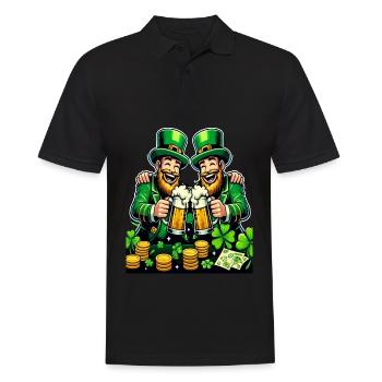 Prostende Leprechaun (Irischer Kobold)s - Männer Poloshirt - Schwarz - Vorne - Kai (181cm)