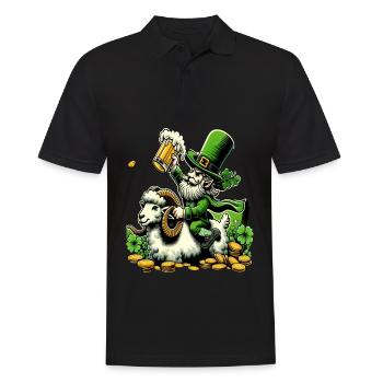 Bélier chevauchant un lutin (lutin irlandais) - Polo Homme - noir - Devant - Kai (181cm)
