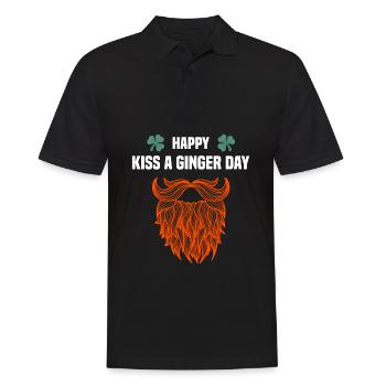 Happy Kiss a Ginger Day Rotschopf rote Haare Bart - Männer Poloshirt - Schwarz - Vorne - Kai (181cm)