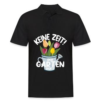 KEINE ZEIT DER GARTEN RUFT - Männer Poloshirt - Schwarz - Vorne - Kai (181cm)