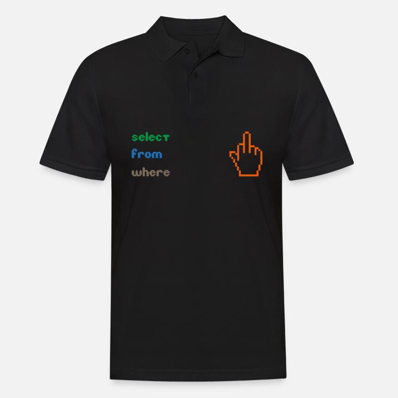 Lustige SQL-Abfrage: 8-Bit-Mittelfinger für Geeks - Männer Poloshirt - Schwarz