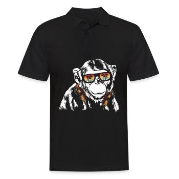 Monkey Cooler Affe DJ Kopfhörer Sonnenbrille Party - Männer Poloshirt - Schwarz - Vorne - Kai (181cm)