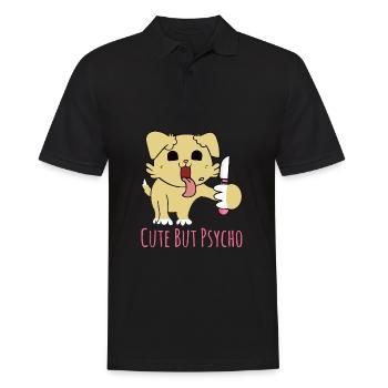 Süß aber psycho - Hund mit Messer - Männer Poloshirt - Schwarz - Vorne - Kai (181cm)