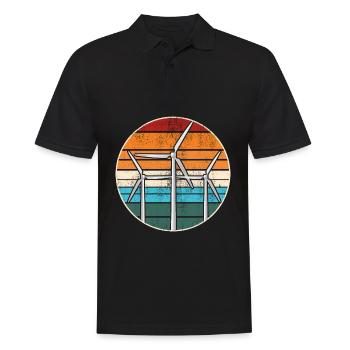 Windmill Retro Vintage Climate Change Earth Day - Men's Polo Shirt - black - Front - Kai (181cm)
