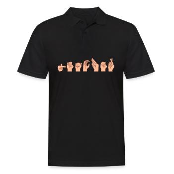 Enseignant ASL Langue des signes Signes de la main Surdité - Polo Homme - noir - Devant - Kai (181cm)