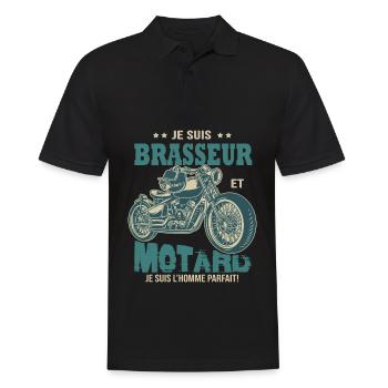 motard parfait brasseur parfait bière - Polo Homme - noir - Devant - Kai (181cm)