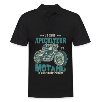 motard parfait apiculteur parfait abeille - Polo Homme - noir - Devant - Kai (181cm)