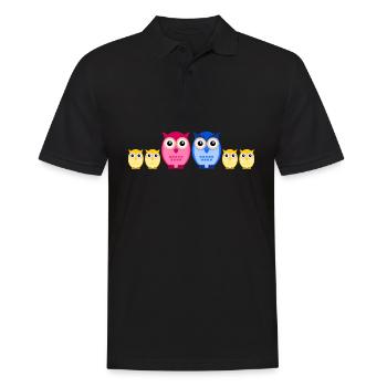 Eule Familie vier Kinder - Männer Poloshirt - Schwarz - Vorne - Kai (181cm)