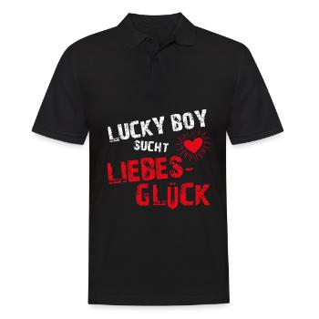 Lucky Boy sucht Liebesglueck - Männer Poloshirt - Schwarz - Vorne - Kai (181cm)