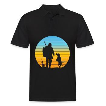 Chiens de chasse Chasseur Vintage Animal Chien Chasse Rétro - Polo Homme - noir - Devant - Kai (181cm)