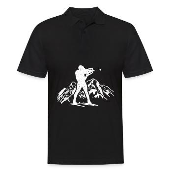 Biathlon Deutschland Schnee Biathlet Cross Country - Männer Poloshirt - Schwarz - Vorne - Kai (181cm)
