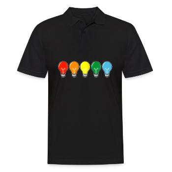 farbige Glühbirnen - Männer Poloshirt - Schwarz - Vorne - Kai (181cm)