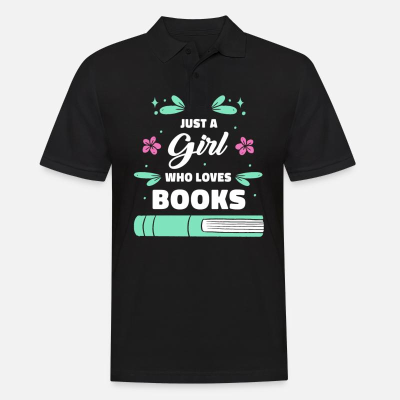 Bücher Buch lesen Bücherei Bibliothek Bücherwurm - Männer Poloshirt - Schwarz