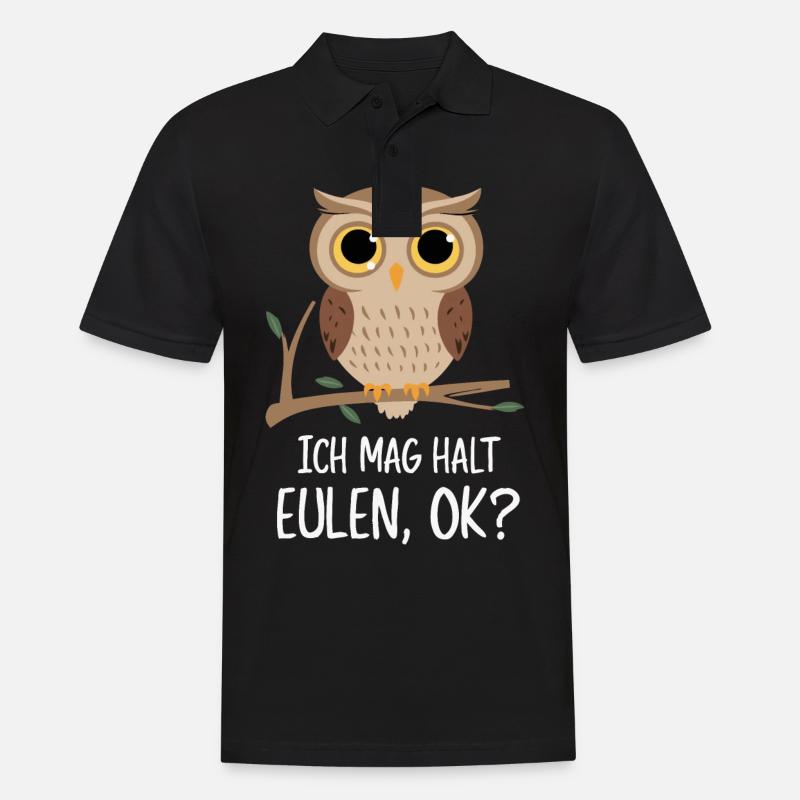 Nachteule Eule Eulen Vogel - Männer Poloshirt - Schwarz