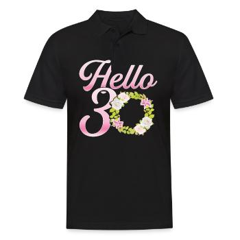 Hello 30 Thirtieth Birthday Party Thirty Year Gift - Men's Polo Shirt - black - Front - Kai (181cm)