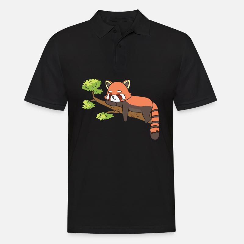 Ein roter Panda schläft auf einem Ast. - Männer Poloshirt - Schwarz