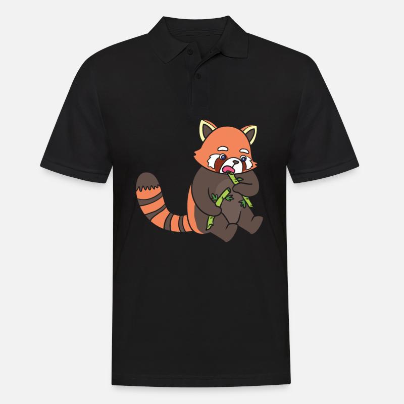 A red panda eats bamboo. - Men's Polo Shirt - black