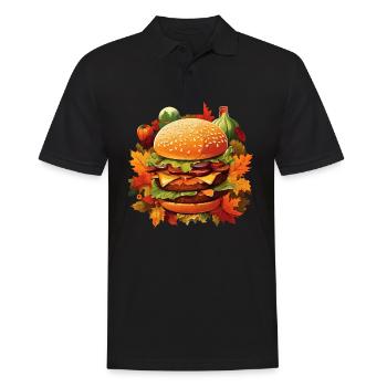 Gourmandise automnale : burgers au feuillage coloré - Polo Homme - noir - Devant - Kai (181cm)