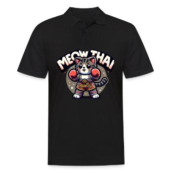 Mixed Martial Arts Meow Thai Muay Thai Cat - Men's Polo Shirt - black - Front - Kai (181cm)