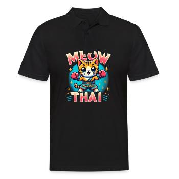 Mixed Martial Arts Meow Thai Muay Thai Cat - Men's Polo Shirt - black - Front - Kai (181cm)