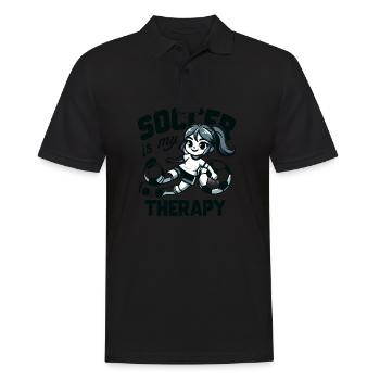 Le football est ma thérapie - Soccer Girl Passion - Polo Homme - noir - Devant - Kai (181cm)