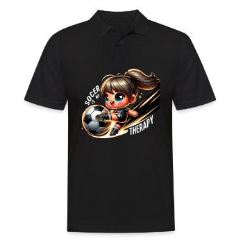 Le football est ma thérapie - Soccer Girl Passion - Polo Homme - noir - Devant - Kai (181cm)