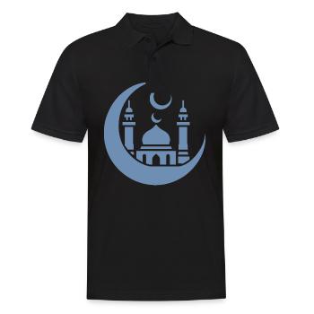 Silhouette de mosquée avec croissant de lune : Art islamique - Polo Homme - noir - Devant - Kai (181cm)