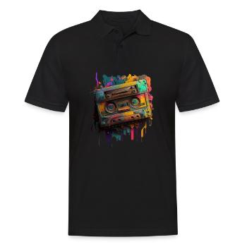 Retro Mixtape - Männer Poloshirt - Schwarz - Vorne - Kai (181cm)