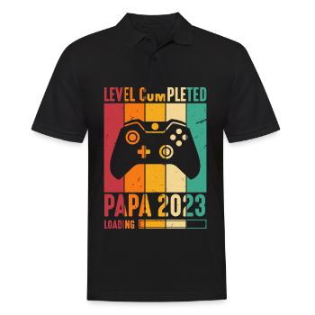 Level Completed Papa 2023 Loading Gamer Papa - Männer Poloshirt - Schwarz - Vorne - Kai (181cm)