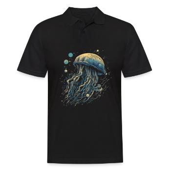 Qualle - Männer Poloshirt - Schwarz - Vorne - Kai (181cm)