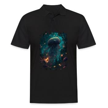 Qualle - Männer Poloshirt - Schwarz - Vorne - Kai (181cm)