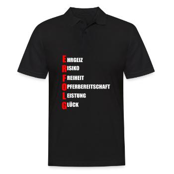 Erfolg - Männer Poloshirt - Schwarz - Vorne - Kai (181cm)