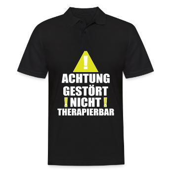 Achtung Gestört Nicht therapierbar - Männer Poloshirt - Schwarz - Vorne - Kai (181cm)