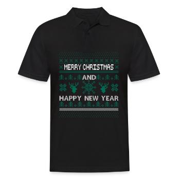 Joyeux Noël et Joyeux réveillon de Noël - Polo Homme - noir - Devant - Kai (181cm)