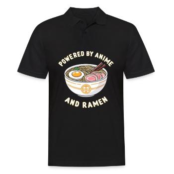 Powered By Anime And Ramen - Männer Poloshirt - Schwarz - Vorne - Kai (181cm)