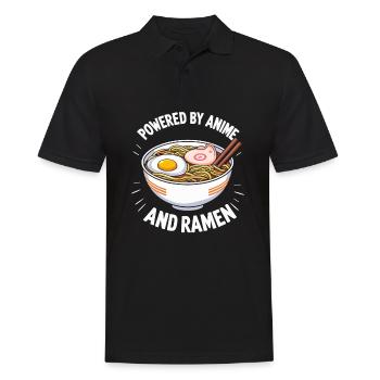Powered By Anime And Ramen - Männer Poloshirt - Schwarz - Vorne - Kai (181cm)