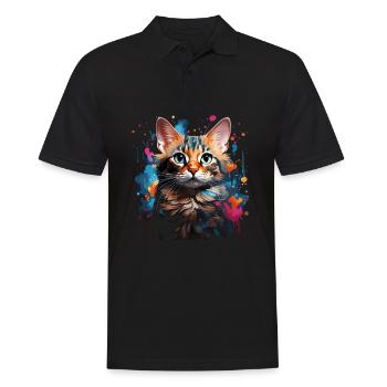 Bengal Cat - Men's Polo Shirt - black - Front - Kai (181cm)
