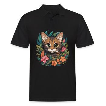 Bengal Cat - Men's Polo Shirt - black - Front - Kai (181cm)