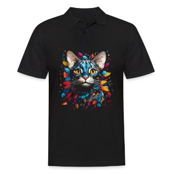 Bengal Cat - Men's Polo Shirt - black - Front - Kai (181cm)
