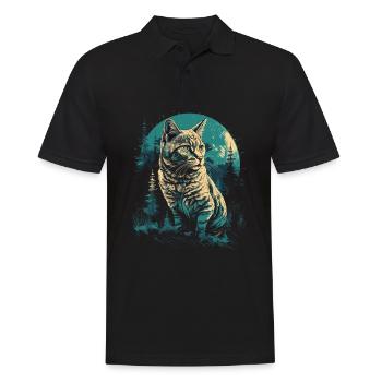 Bengal Cat - Men's Polo Shirt - black - Front - Kai (181cm)