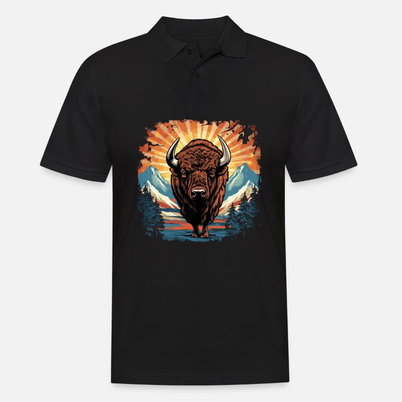 Bison - Männer Poloshirt - Schwarz