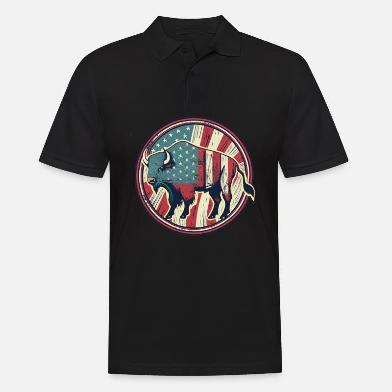 American Bison - Männer Poloshirt - Schwarz