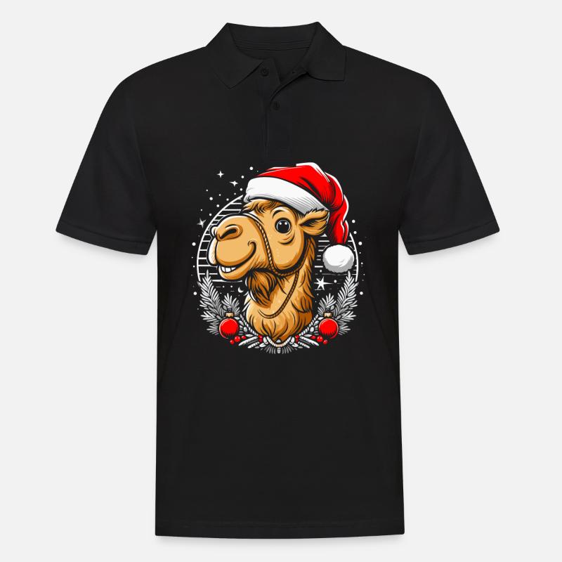 Kamel Weihnachten - Männer Poloshirt - Schwarz